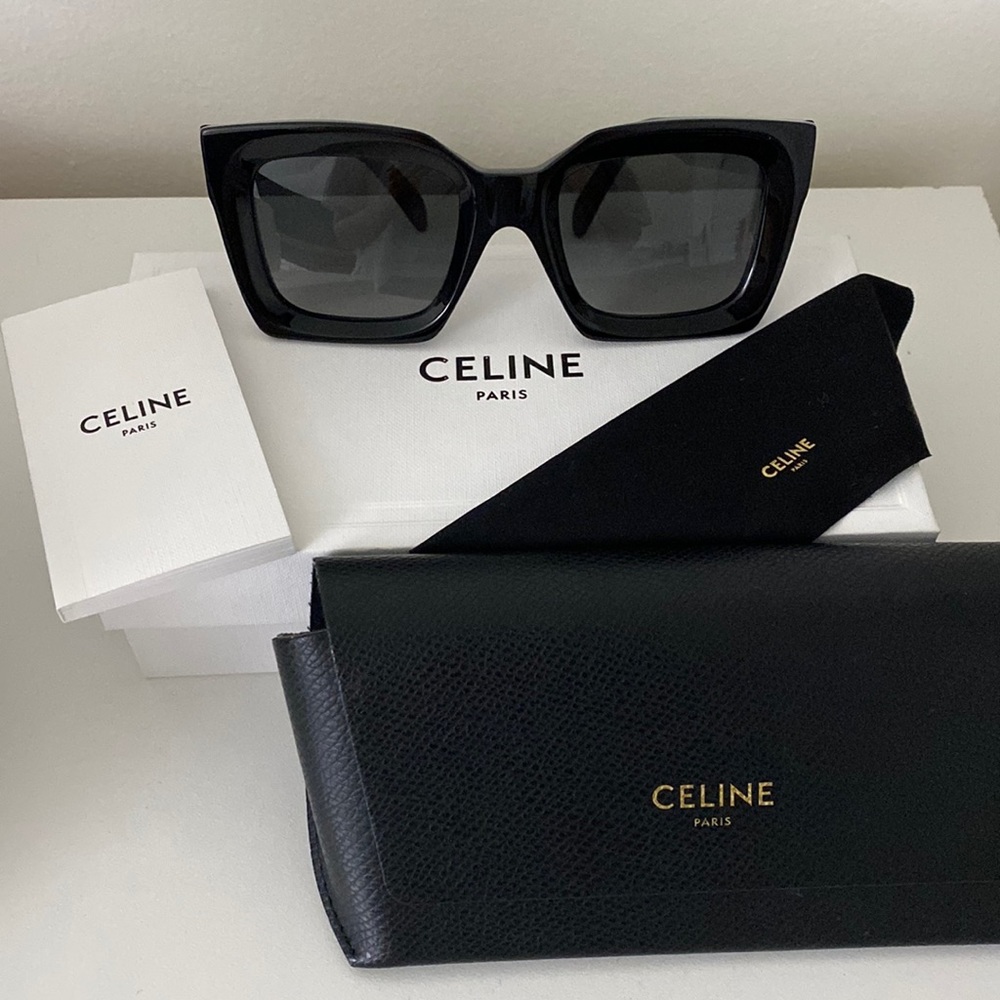 Celine Polarized Rectangle Acetate Sunglasses - image 1